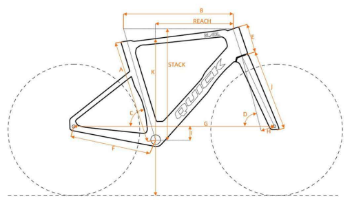 A technical specification sheet for the Geometry BLADE bicycle frame showing a labeled line drawing of the fork with measurement callouts and a specifications table with dimensions and material data.